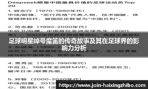 足球明星绰号魔笛的传奇故事及其在足球界的影响力分析